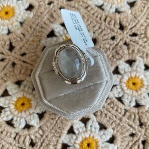 925 Sterling Silver Oval Moonstone Cab Statement Ring